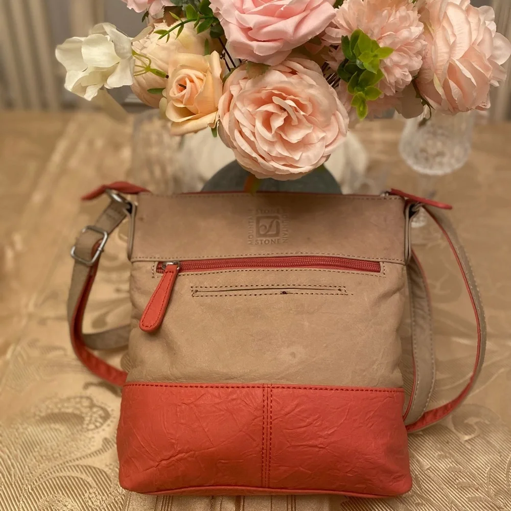 Stone Mountain leather beige and pink leather